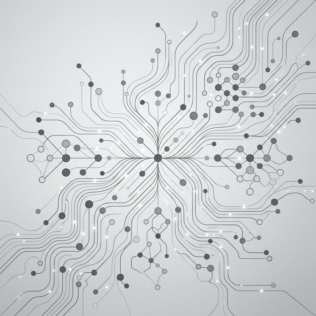 Red neuronal abstracta representando motor de IA para SEO